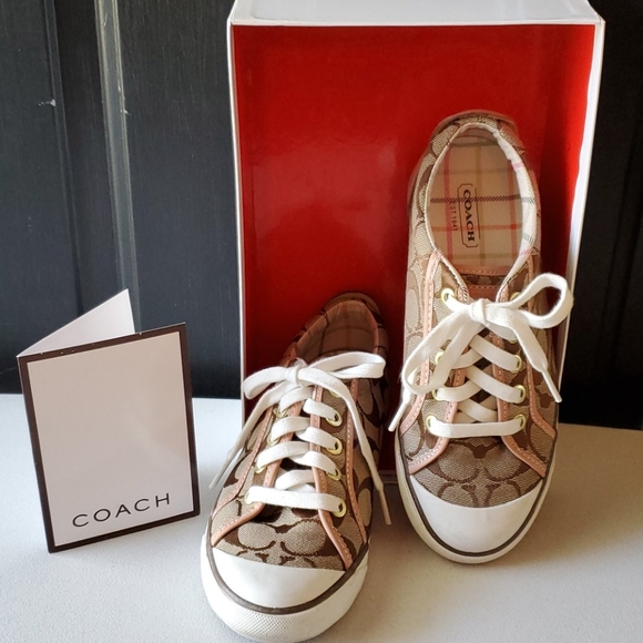 Coach Shoes - Coach Barrett Brown Signature Sneakers